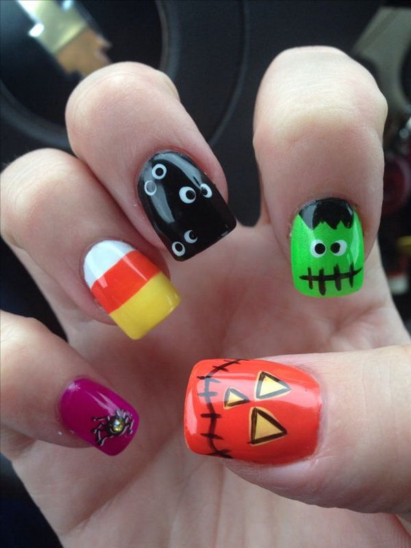 40+ Cute and Spooky Halloween Nail Art Designs Listing More