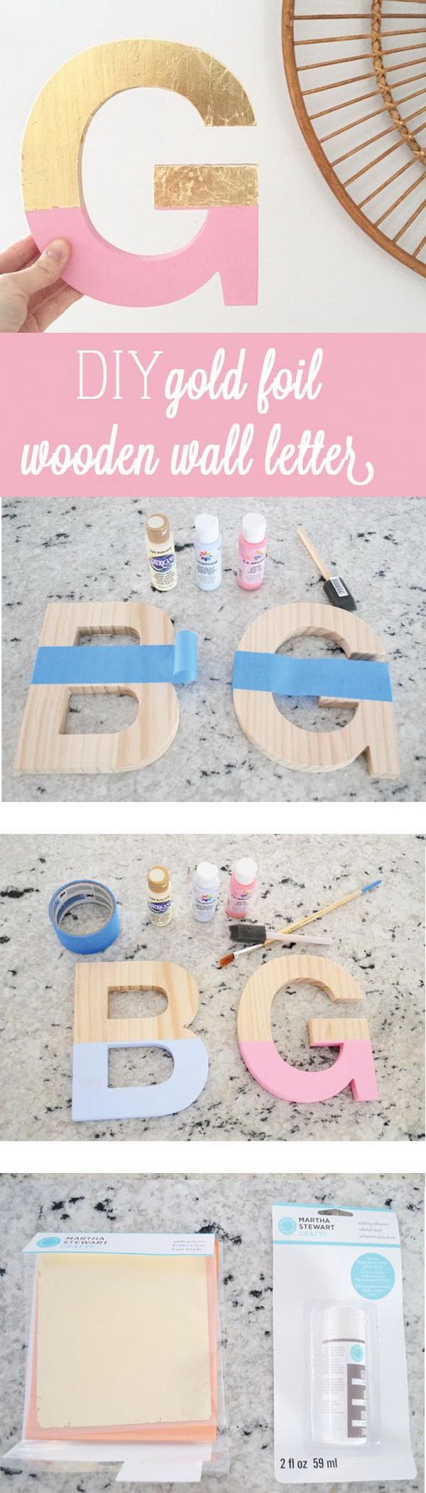 Foil Wooden Letter. Super cute and relatively easy! Look great in kid's room!
