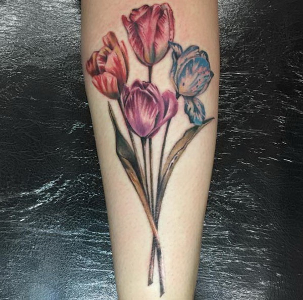 Bouquet of Tulips in Different Colors. 30+ Beautiful Flower Tattoo Designs. 