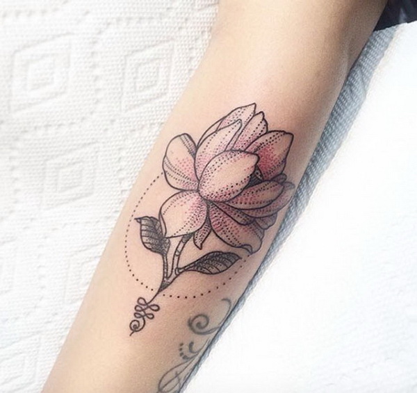 Subtly Colored Flower Design. 30+ Beautiful Flower Tattoo Designs. 