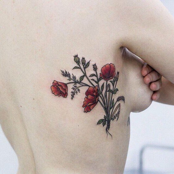 Red Floral Design. 30+ Beautiful Flower Tattoo Designs. 