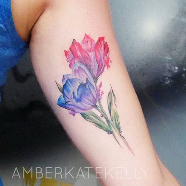 Delicate Purple and Pink Tattoo Design. 30+ Beautiful Flower Tattoo Designs. 