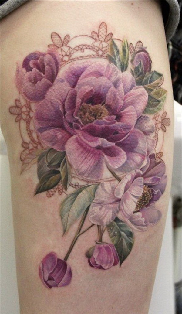 dark purple flower tattoos