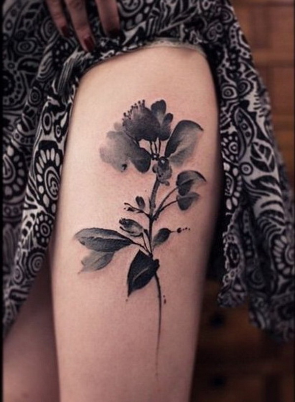 flower tattoo black and grey