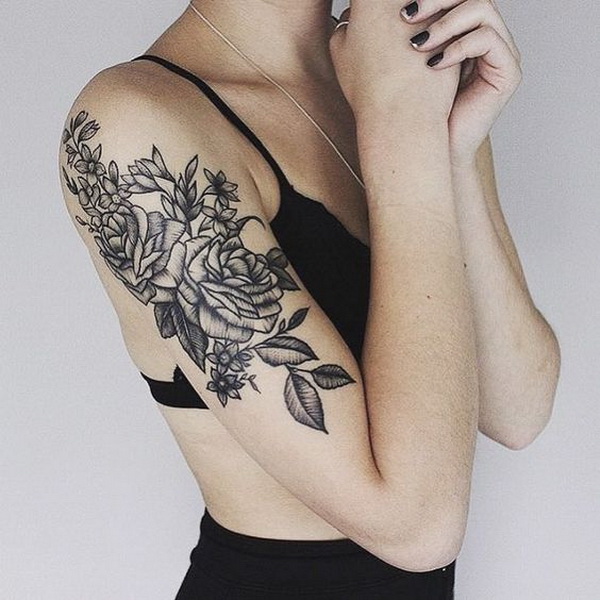 Black Rose Tattoo on Shoulder. 30+ Beautiful Flower Tattoo Designs. 