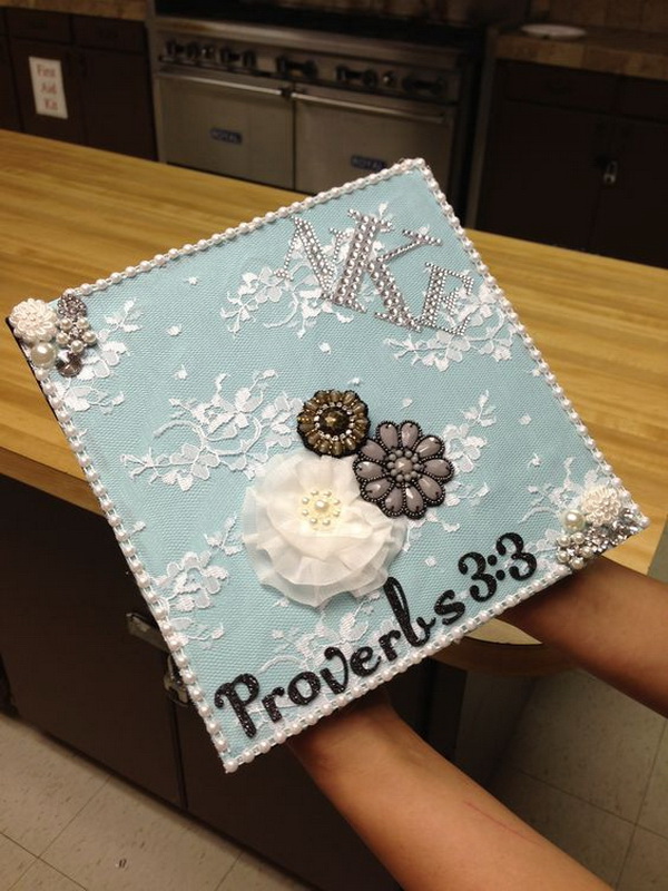 Lace Decorated graduation cap.