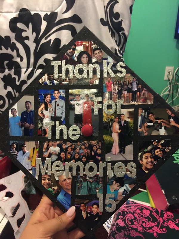 Picture Montage on Graduation Cap.