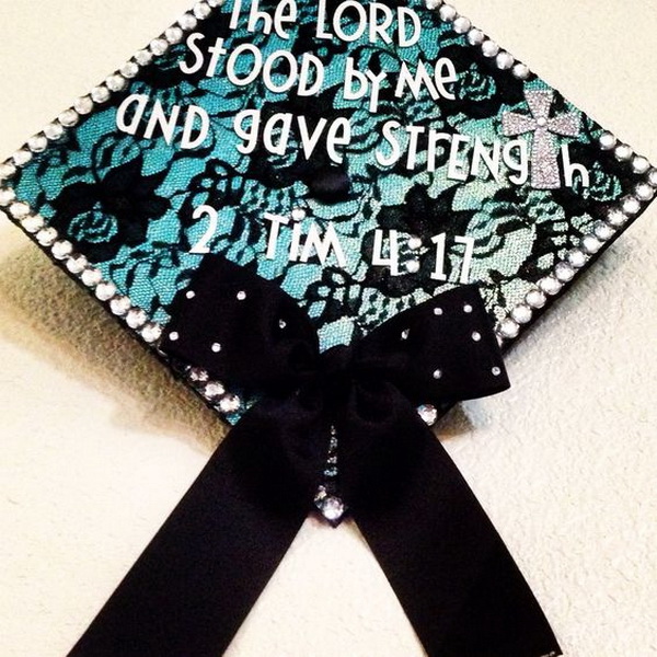 Graduation Cap Decorated With Black Lace.