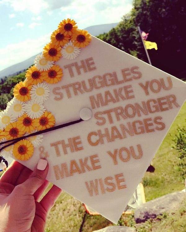 Small Sunflowers Decorated Graduation Cap.