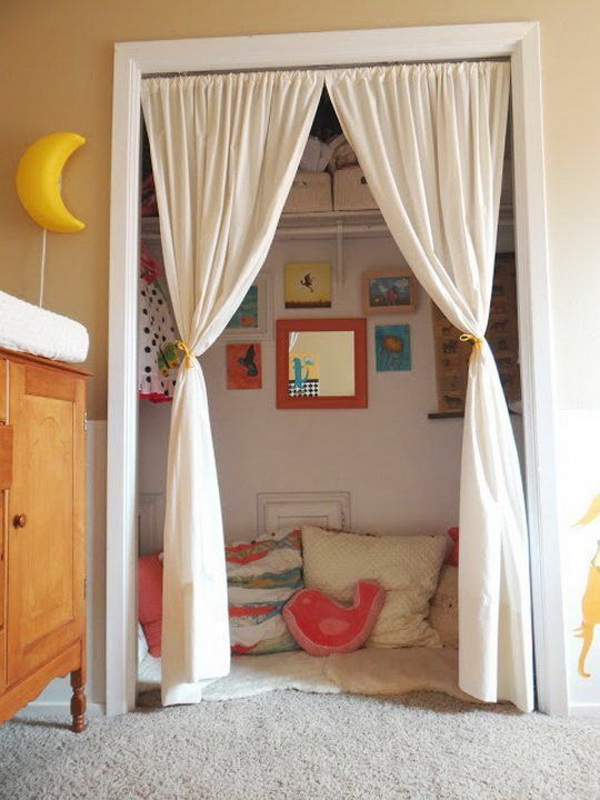 Kids Closets Used as Reading Nooks. 