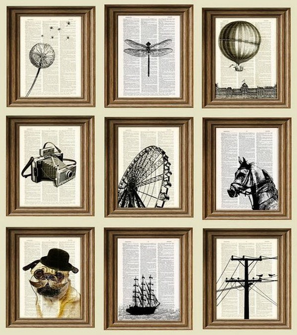 Black Ink Book Page Art. Fun and fabulous silhouette wall art! Budget friendly yet with high impact home decoration idea!