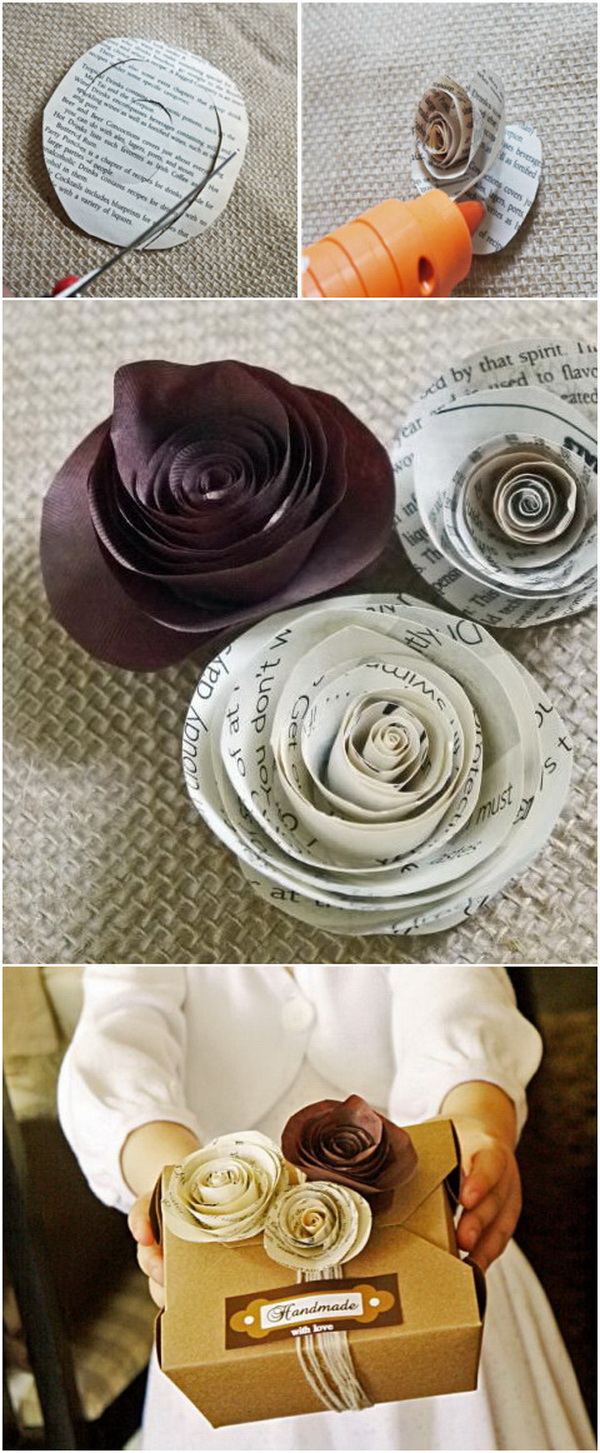 Tiny Rolled Paper Roses Gift Wrapping. These tiny rolled paper roses are just the cutest thing! 