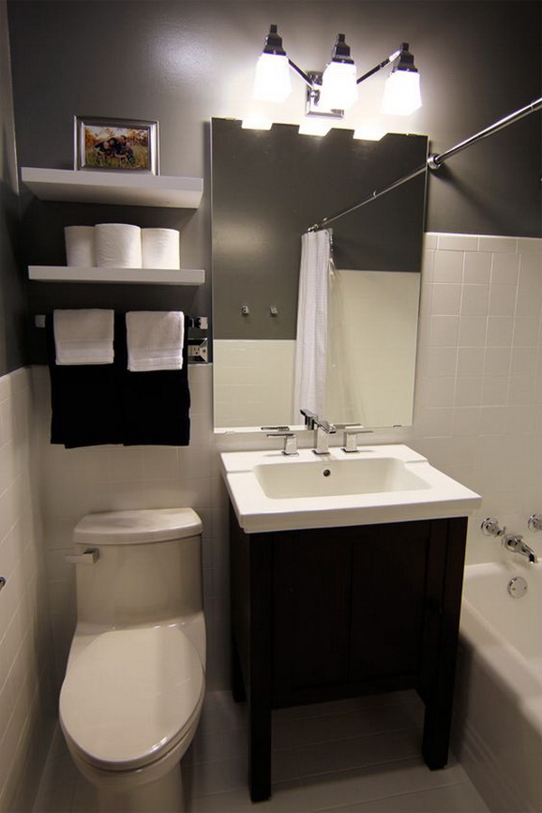 Floating Shelves above toilet for Toilet Paper, Hand Towels. 