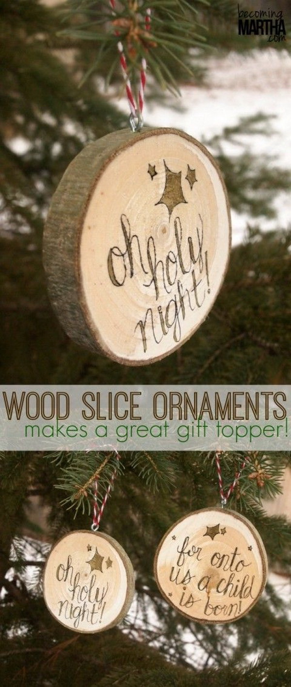 Wood Slice Christmas Ornaments. 