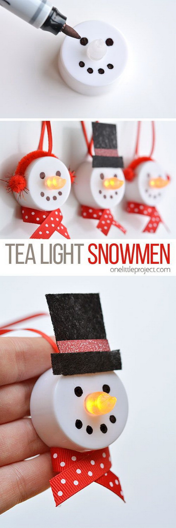 Tea Light Snowman Ornament. 