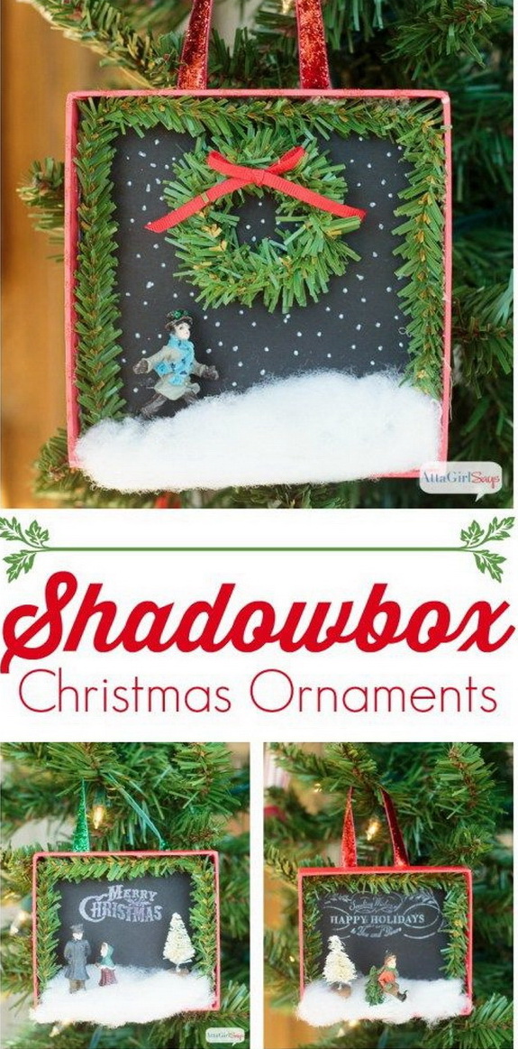 DIY Shadowbox Christmas Ornaments. 