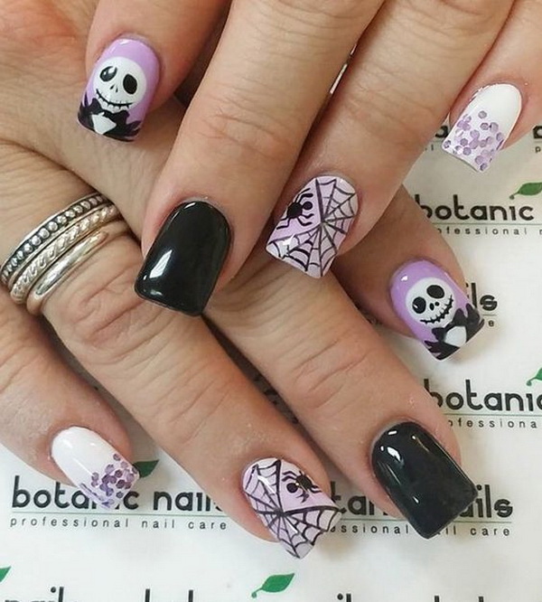 Purple and Black Halloween Nail Ideas. 