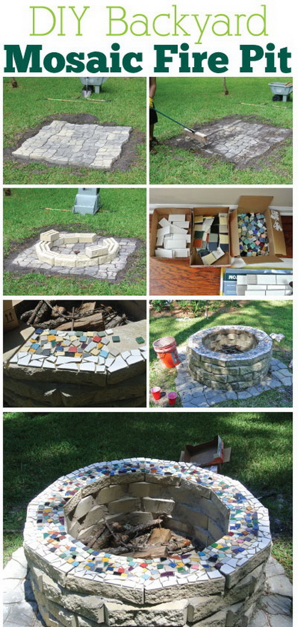 DIY Backyard Mosaic Fire Pit. 