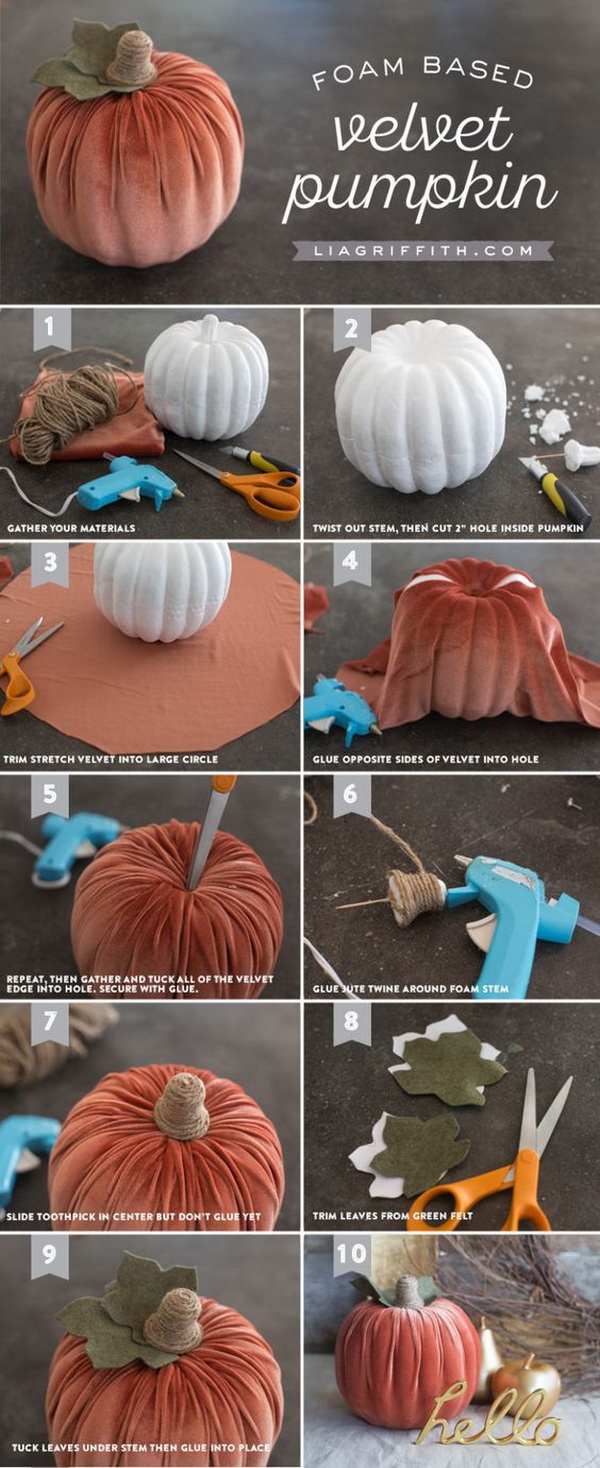 Handmade Velvet Pumpkins. These velvet pumpkins make great decor for Autumn, Halloween, Thanksgiving, even Christmas!