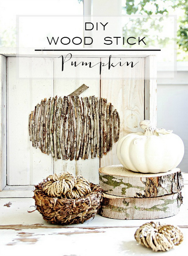 DIY Wood Stick Pumpkin. Create this easy, simple fall project just with some sticks from the yard. It only takes you 20 minutes to make!