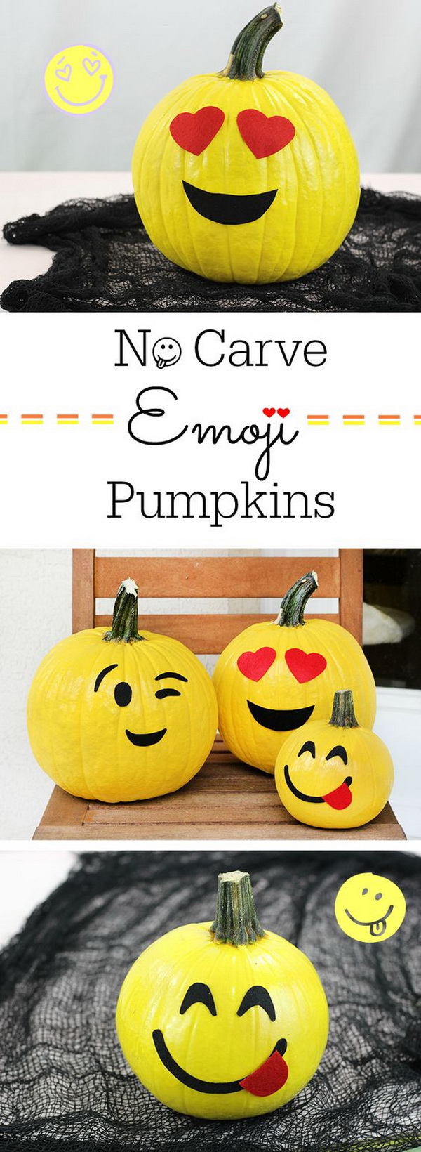 No Carve Emoji Pumpkins. 
