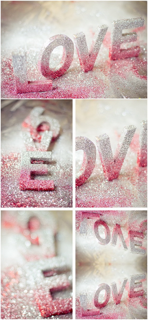 Glitter LOVE Letters. These hand white and pink ombre glittered letters look absolutely stunning as decor to your wedding, party, or home decor! 
