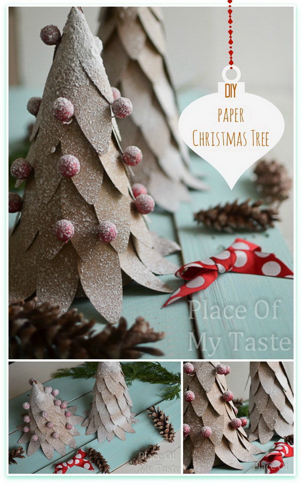 DIY Paper Christmas Tree. Turn piece of paper into this adorable decoration!