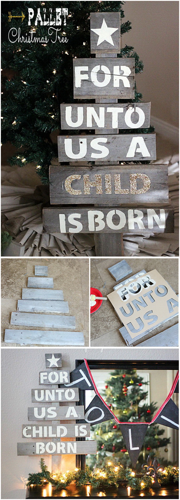 Easy Upcycled Pallet Christmas Tree. This easy upcycled Christmas tree was made from an old pallet and will be a prefect addition to your christmas decoration. 