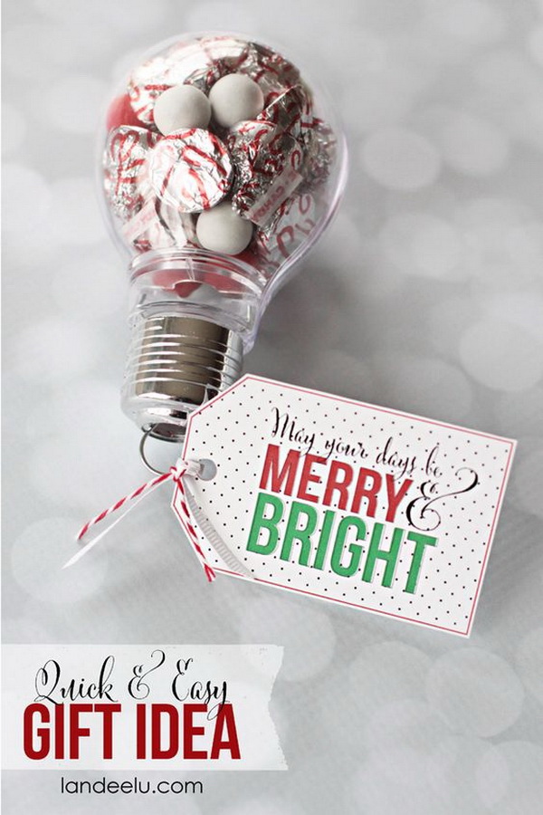 Lightbulb Ornaments with Candy Inside. Quick and Inexpensive Christmas Gift Ideas for Neighbors