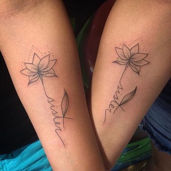 Handpoked matching tattoos for sisters - Tattoogrid.net