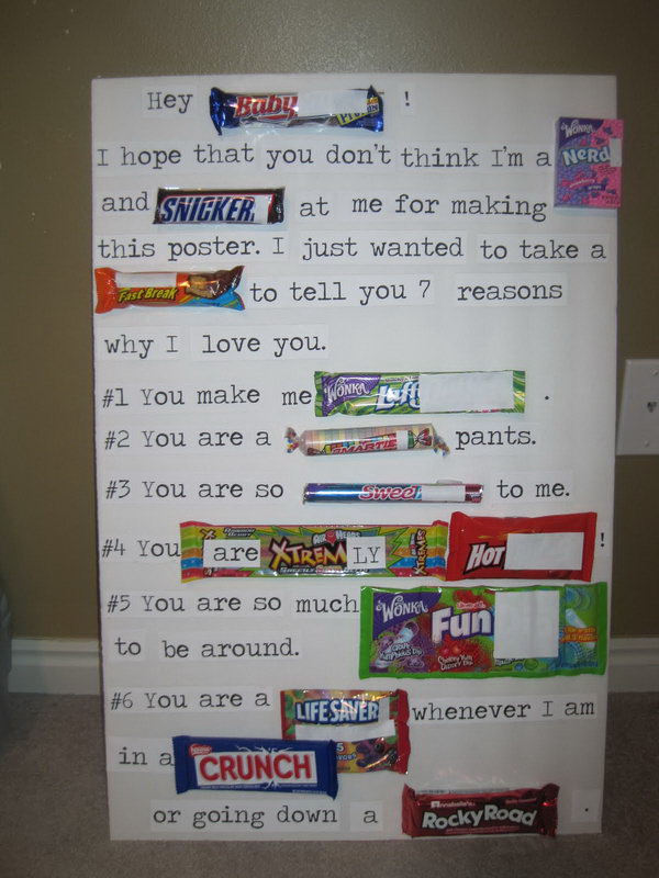 Valentines Candy Bar Poster for Him. Candy bar poster with clever sayings really does say a lot and make great gifts. This romantic candy bar card will be totally suitable to create for your honey.