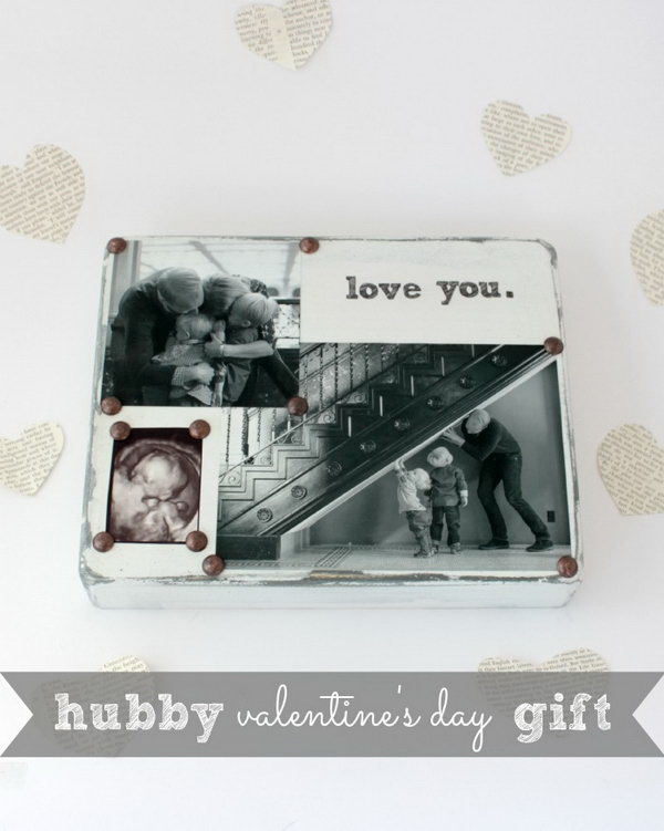 DIY Photo Block. Make this easy gift with special messages and significant photos. A romantic and creative valentine's day gift for your honey. 