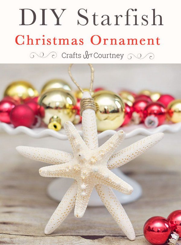 DIY Starfish Christmas Ornaments. 