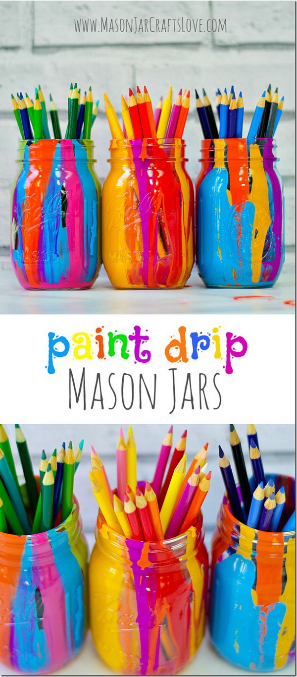 Paint Drip Mason Jars. 