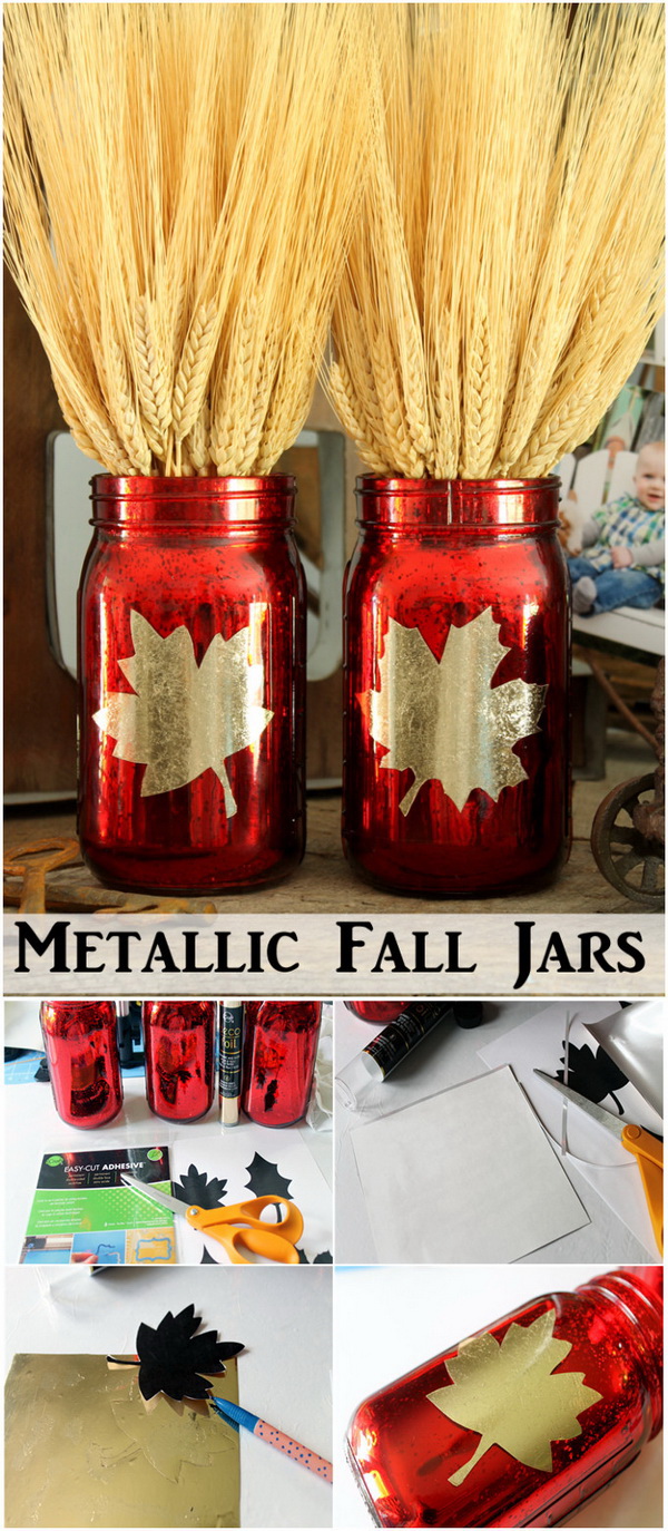 Metallic Fall Jars Centerpiece. 