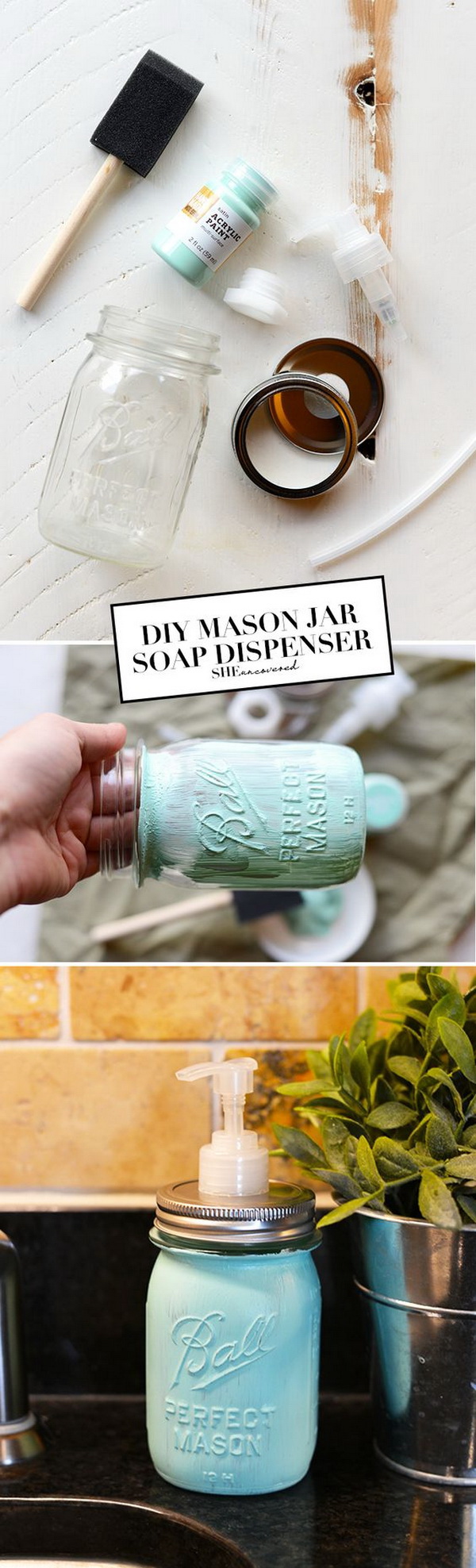 DIY Mason Jar Soap Dispenser. 