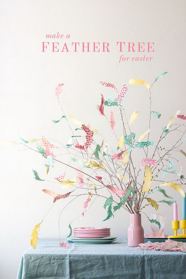 DIY Paper Swedish Easter Tree. What a cheap easy and super cute DIY craft for your Easter table decoration! 