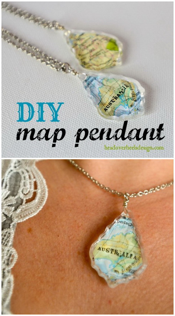 Handmade Map Pendant Necklace. This custom map pendant is personalized with any map of your choice and makes the perfect gift! 