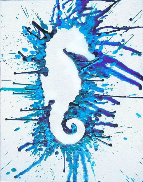 Fantastic Seahorse Melted Crayon Art Ideas.