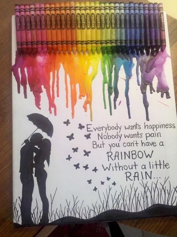 Romatic Couple Kissing. Fantastic Melted Crayon Art Ideas.