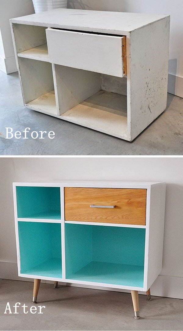 DIY Furniture Makeovers: Side Table Redo with Mid Century Modern Style. 