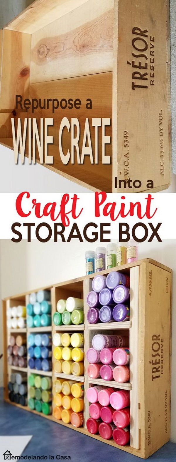 Repurposed Craft Paint Storage Box. 