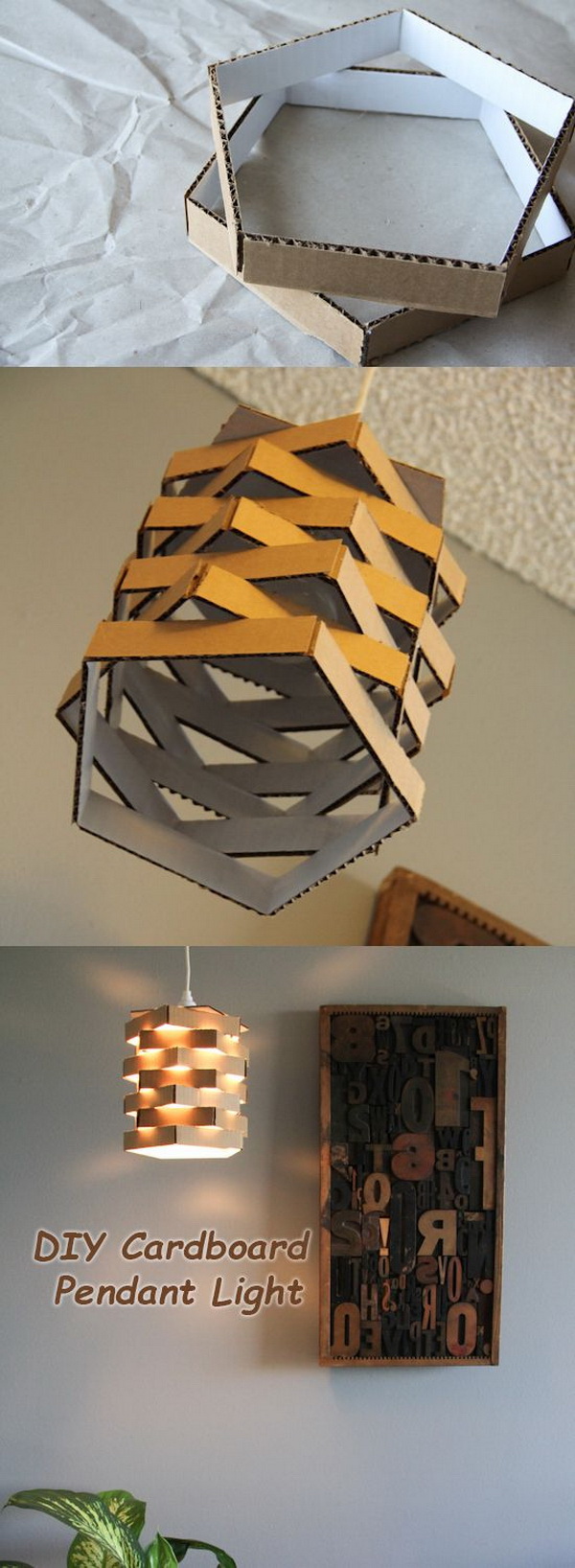 DIY Cardboard Pendant Light. 