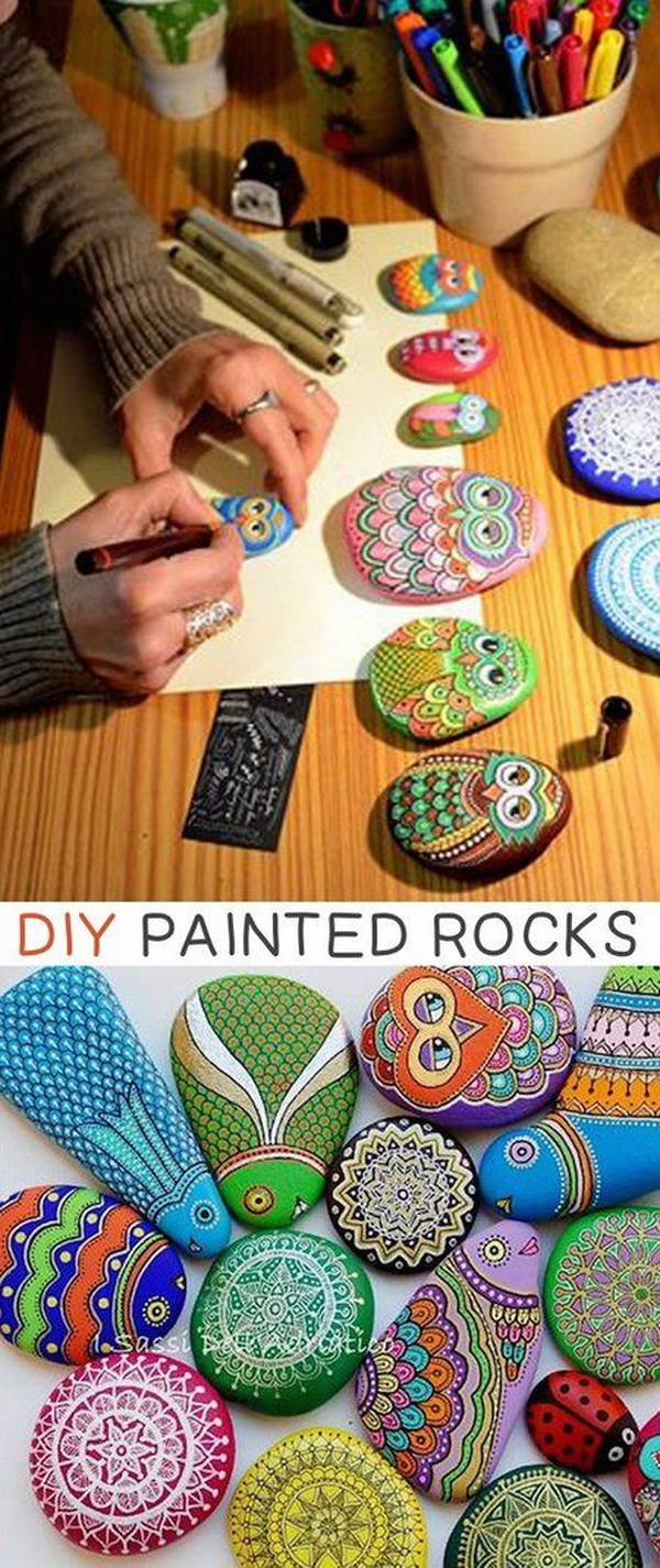 Easy Kids Craft Ideas: DIY Painted Stones and Rocks. 