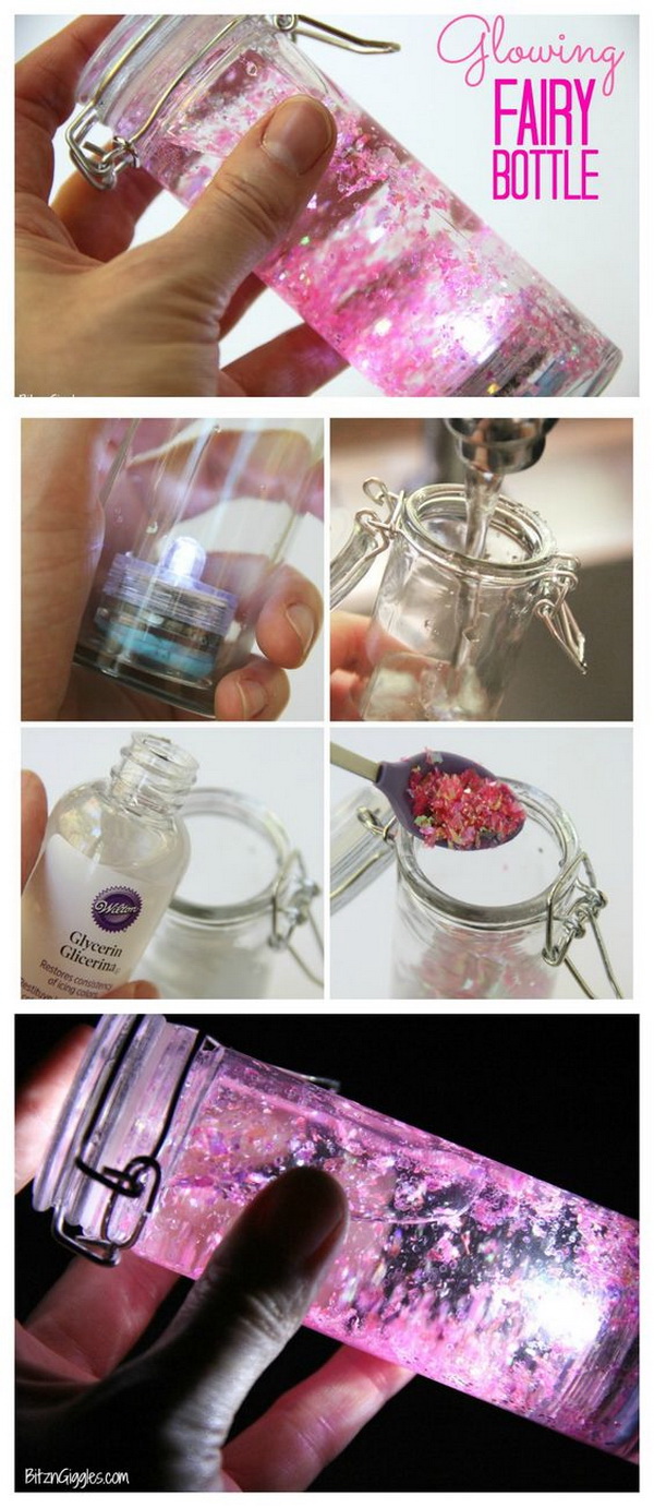 Easy Kids Craft Ideas: Glowing Fairy Bottle. 