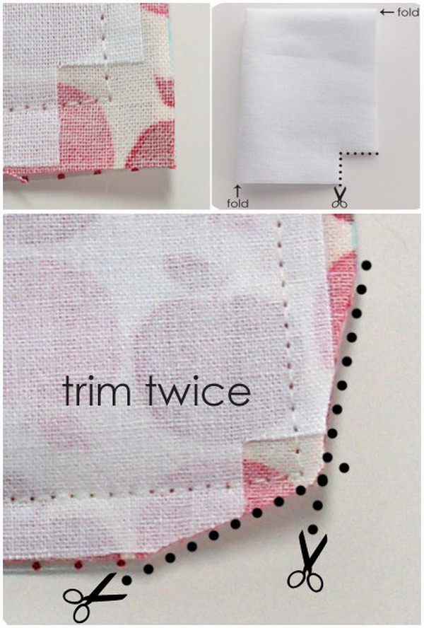 Sewing Hacks: Trim Edges Of Your Corner Seams Before Turning Inside Out. 