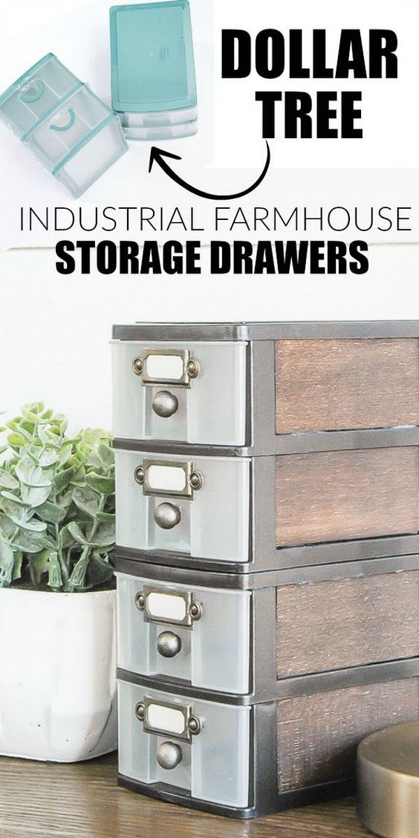 Dollar Store DIY: Industrial Farmhouse Storage Drawers. 