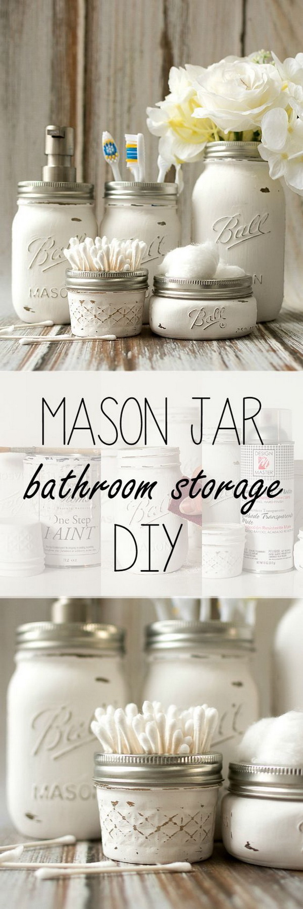 Mason Jar Bathroom Storage. 