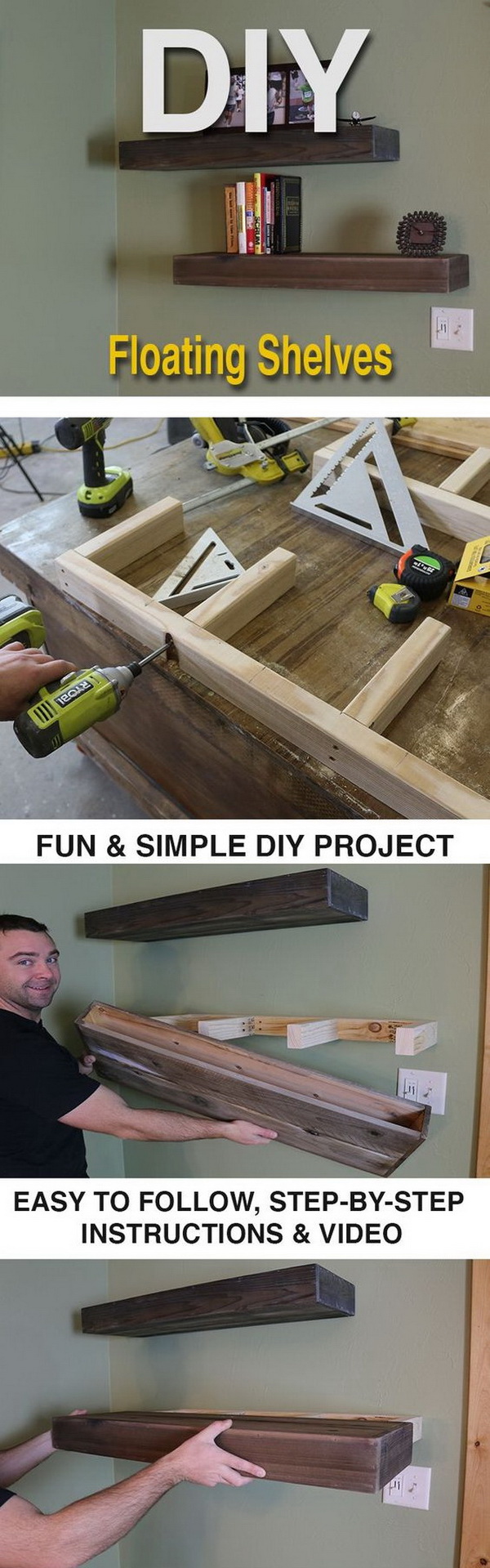 DIY Wood Floating Shelf. 