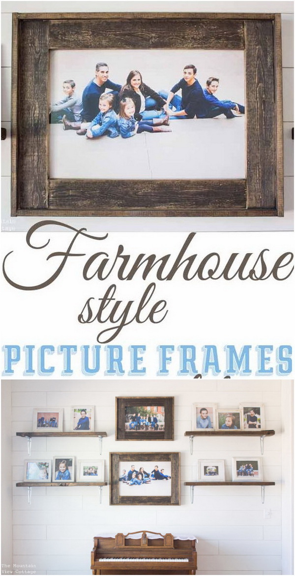 DIY Farmhouse Inspired Wood Picture Frames. 